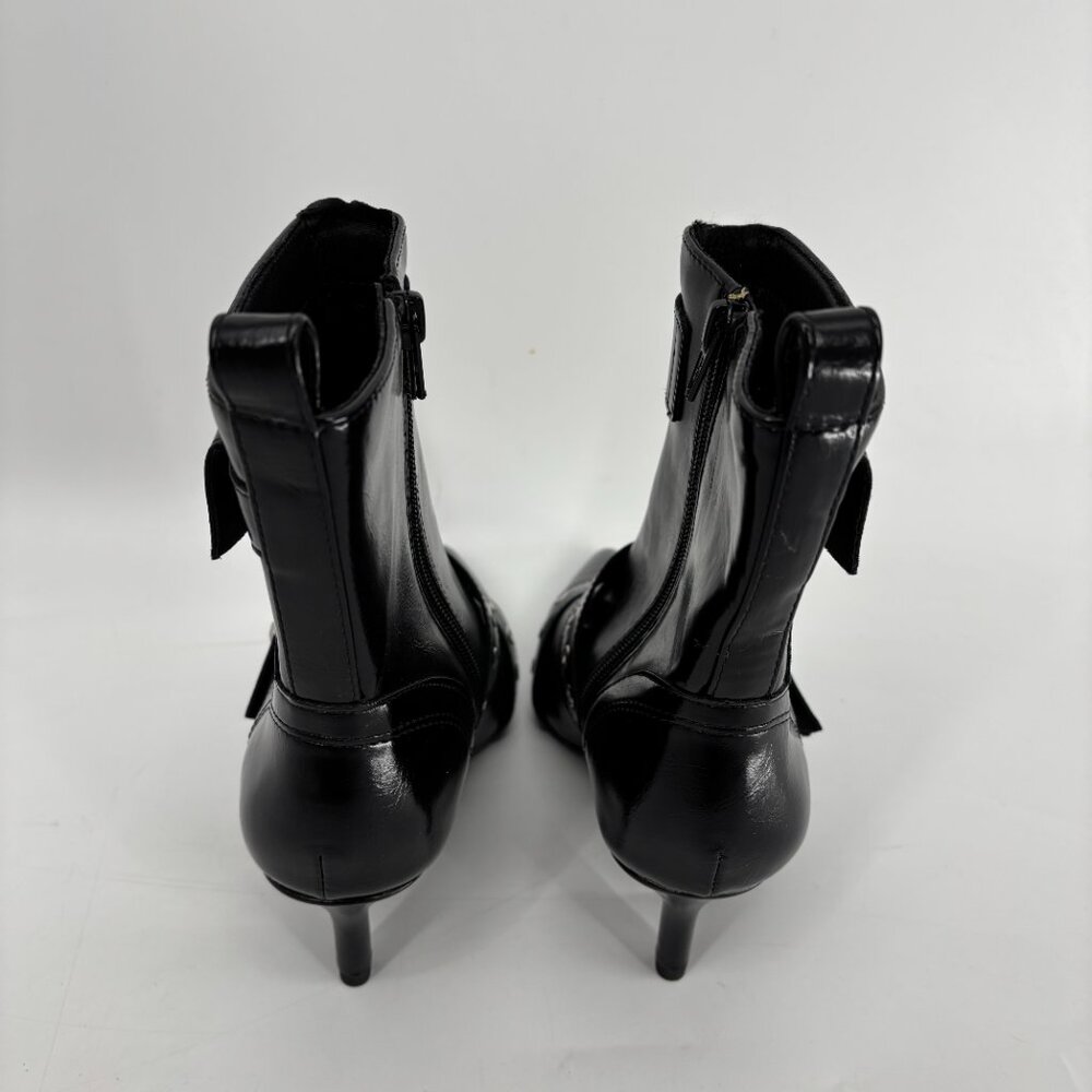 Wild Pair Women's Moonbeam Leather Buckle Heel Booties Black Crinkle Size 6M NWB - Picture 7 of 9